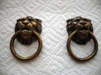   LIONS HEAD Antique BRASS Ring Drawer finger Cabinet Door Pulls Handles