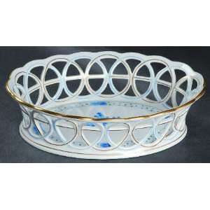  Herend Blue Garden (Wb) Oval Open Weave Basket, Fine China 