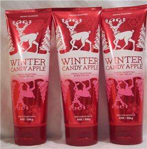 BATH AND & BODY WORKS WINTER CANDY APPLE CREAM LOTION LOT OF 3  