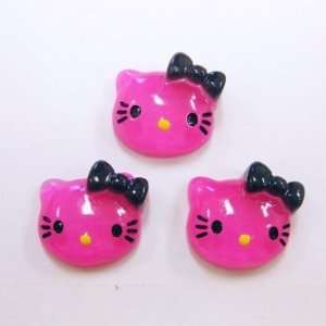  20pc Hot Pink Kitty Cat Flat Back Resins Cabochons fa69 
