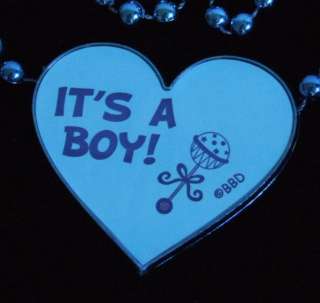 Its A BOY Bundle of Joy Mardi Gras Beads Blue Heart  