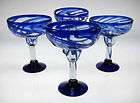 mexican margarita glasses blue swirl 4 hand blown $ 49 95 listed aug 