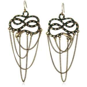Lucky Brand Chandelier Lux Gold Tone Pave Serpent Earrings