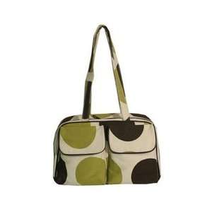  Mimi Crafters Handbag 9X15X5 Mod Dots Green & Chocolate 