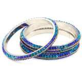 Chamak by priya kakkar 4 Blue and Aqua Crystal Bangle Bracelets with 