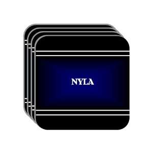 Personal Name Gift   NYLA Set of 4 Mini Mousepad Coasters (black 