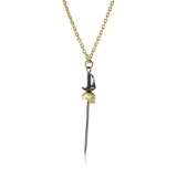 noir pirates of the caribbean skull and sword pendant necklace