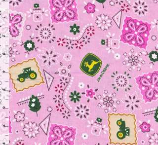   John Deere pink bandana CP30172 flannel fabric 843747020753  