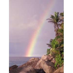 Rainbow over Tropical Beach of Anse Victorin, Seychelles Photographic 