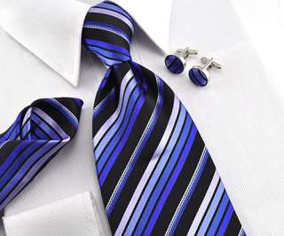 Jacquard woven silk Ties Mens NeckTie cufflinks #128  