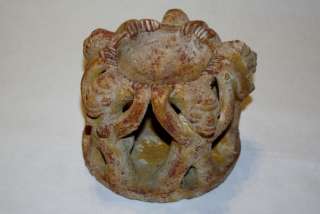 Circle of Friends Candleholder Mexican Candle Holder Primitive Clay 