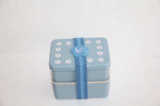 Honoka Bird Blue 2 Tier Square Bento Box Strap 610ml  