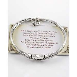 Antique Silver Tone Inspirational Prayer Card Mothers Day Heart Charm 