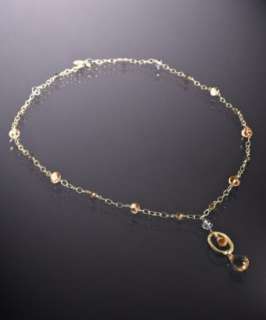 Nancy Cohen citrine drop hoop pendant necklace  