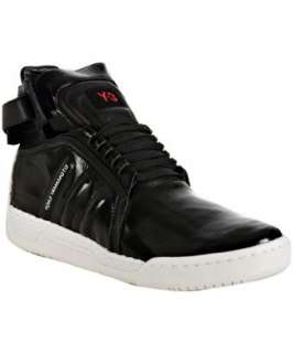 Adidas Y 3 black patent Hayworth Mid II mid top sneakers   