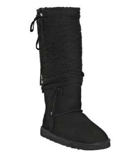 Australia Luxe black crochet detailed Harlet shearling tall boots 
