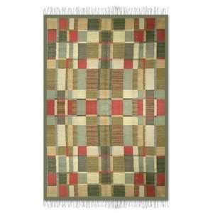  Wool rug, Jade Plaid (4x6)