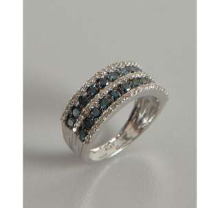 Tia Collections diamond and blue diamond five row ring