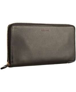 Celine dark brown leather zip continental wallet   