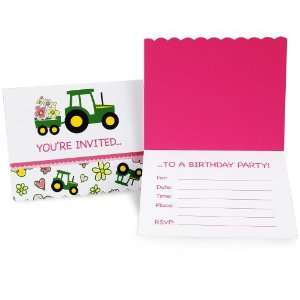  John Deere Pink Invitations (8) Party Supplies Toys 
