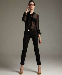 Dolce & Gabbana black pinstripe stretch wool slim leg pants