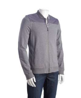 Elie Tahari grey cotton paneled zip Trevor sweatshirt