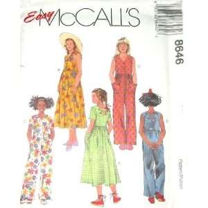  McCalls Sewing Pattern 8646 Girls Dress & Jumpsuit, Size 