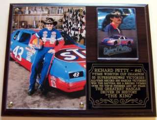 Richard Petty #43 The King NASCAR 7 Time Champion Photo Card Plaque 