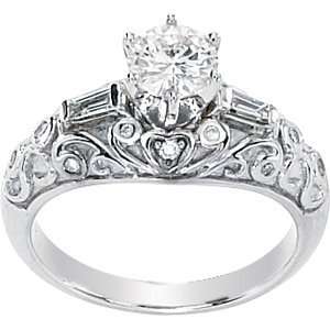   Gold Created Moissanite & Diamond Engagement Ring 