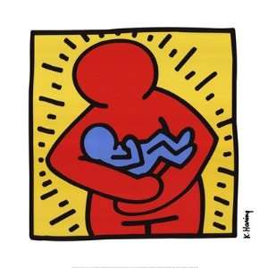 ) Keith Haring Untitled Mother and Child Center 1986 Holding Baby Art 