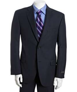 Jack Victor navy pinstripe wool 2 button Napoli CT suit with flat 