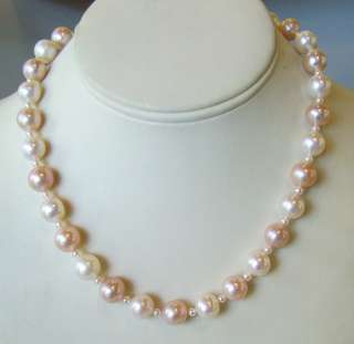 Genuine Multi Color Freshwater PEARL NECKLACE 14k Clasp  