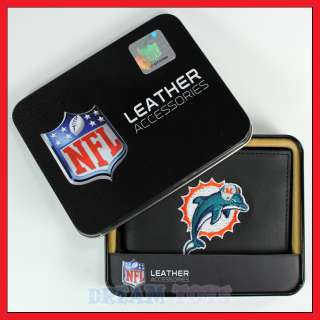 NFL Miami Dolphins Mens Embroidered BillFold Leather Wallet 