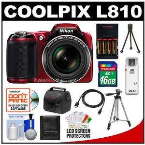 Nikon Coolpix L810 Digital Camera Kit 16.1 MP Red NEW USA 018208262953 