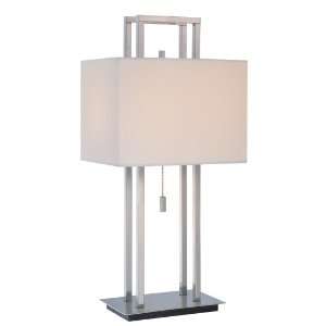   Source LS 21654PS Table Lamp, Polished Steel with White Fabric Shade