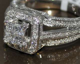 1CT DIAMOND WEDDING ENGAGEMENT RING PRINCESS CUT CENTER ROUND HALO 