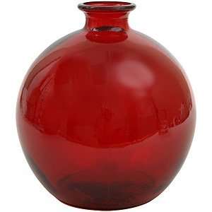    7 Red Glass Ball Vase, Large, Short, Medium 