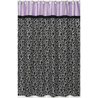 Purple and Black Kaylee Kids Bathroom Fabric Bath Shower Curtain by 