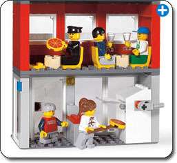 The Lego City Corner includes pieces for a pizzeria. View larger.