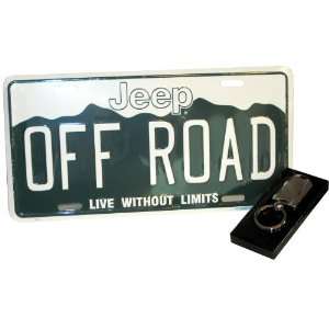   Jeep Off Road License Plate Green/White (with Key Chain) Automotive