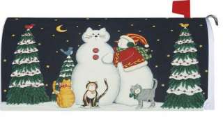 Christmas Winter Snow Cats Magnetic Mailbox Cover Wrap  