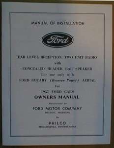1937 Ford Radio Owners Installation Manual  