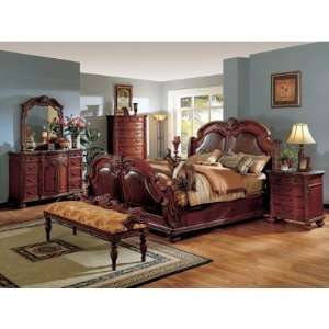   Sleigh Bedroom Set with Chest in Cherry 