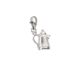   Charms Coffee Pot Charm with Lobster Clasp, 14k White Gold Jewelry