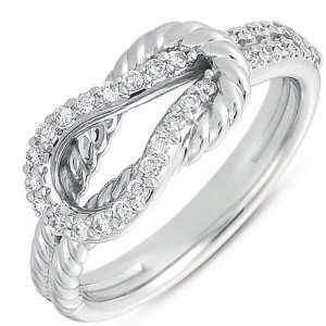   & Sons D4154WG White Gold Rope Love Knot Ring   14KW Ring Size   7