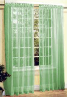Pc Sheer Voile Window Curtain Panel Set Sage/Green  
