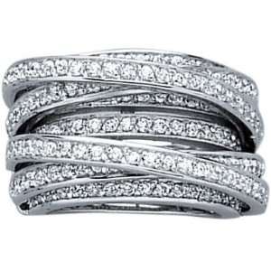   Clear Cubic Zirconia 15 mm Luxury Pave Band Ring   Size 5 Jewelry