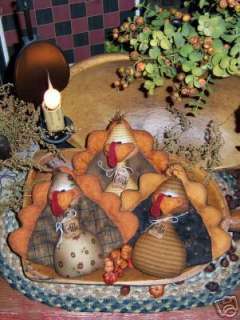 Primitive Thanksgiving Turkey Bird Ornies Pattern #230  