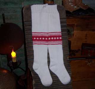 Primitive 1900s Antique Vtg Hand Made Cotton Stockings  