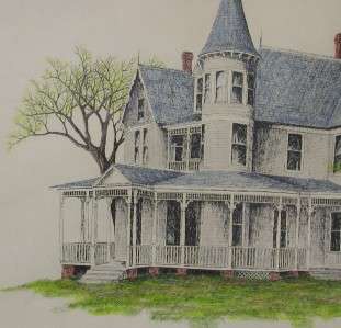 1974 Pen & Ink Art Victorian House J. Michael Hargrove  
